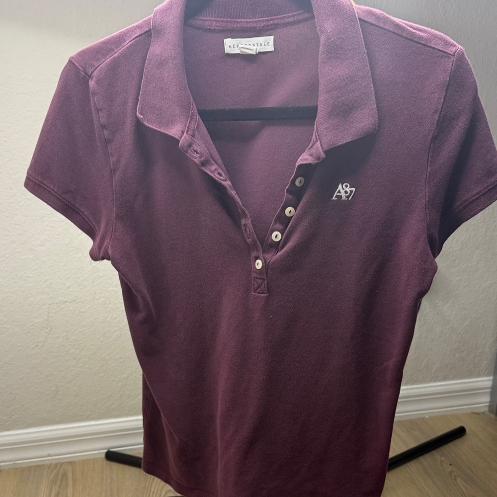 Aeropostale Women's Maroon Button Down Shirt